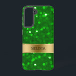 Modern Green Bokeh Glitter Case-Mate iPhone Case<br><div class="desc">Modern green tones bokeh style glitter pattern. Gold accent and customizable name/monogram.</div>