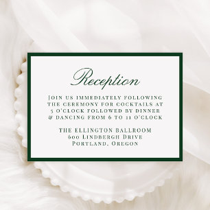 Modern Green Border Wedding Reception Enclosure Card