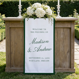 Modern Green Border Wedding Welcome Banner