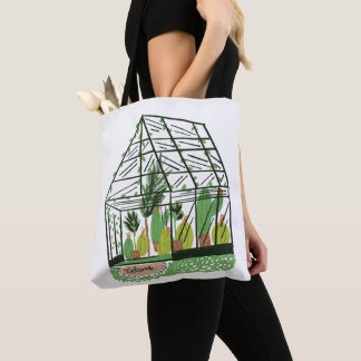 Modern Green Botanical Green House Tote Bag