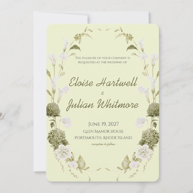 Modern Green Botanical Wedding Invitation (Front)