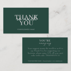 Modern Green Business Elegant Thank You Business Card