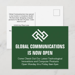 Modern Green Business Opening Advertisement Postcard