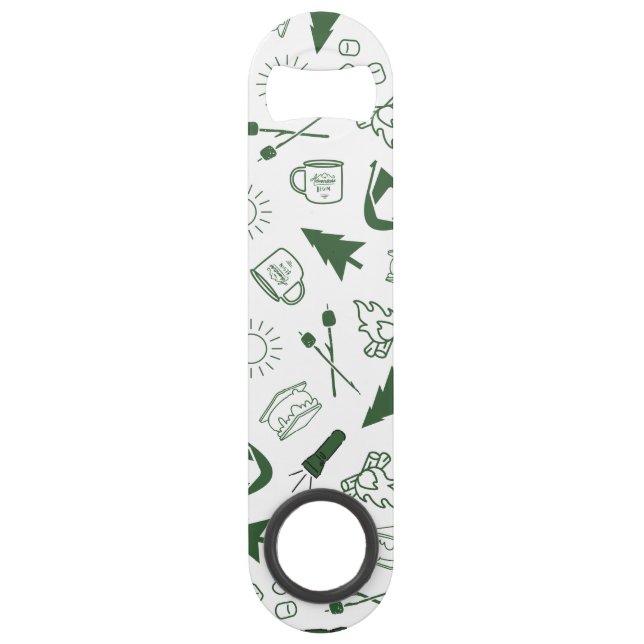 Modern Green Camp Bachelorette Weekend Bar Key (Front)