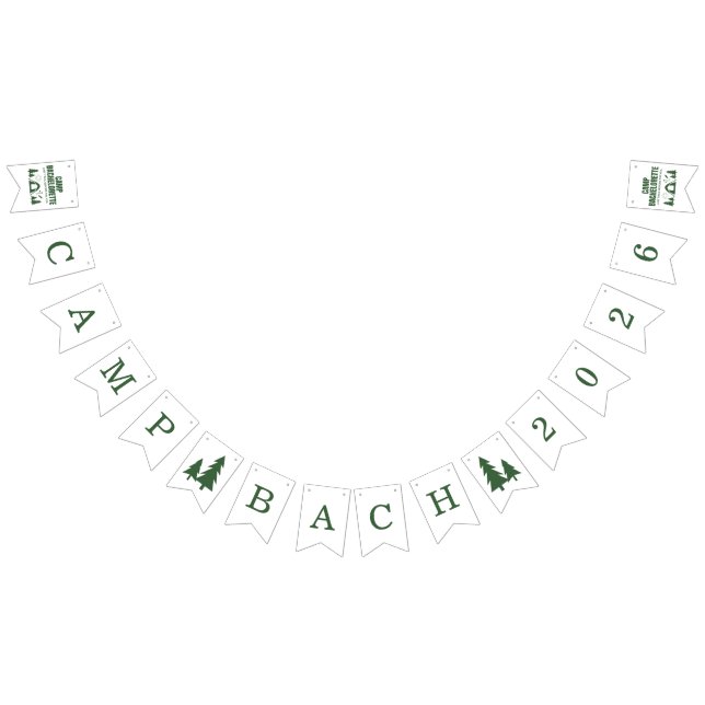 Modern Green Camp Bachelorette Weekend Bunting Flags (All)
