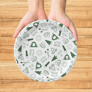 Modern Green Camp Bachelorette Weekend Paper Plate
