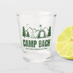 Modern Green Camp Bachelorette Weekend Shot Glass