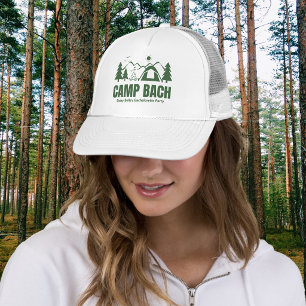 Modern Green Camp Bachelorette Weekend Trucker Hat