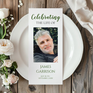 Modern Green Celebration of Life Memorial Program