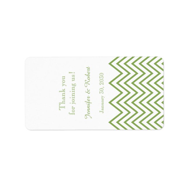 Modern Green Chevron Wedding Lip Balm Label (Front)