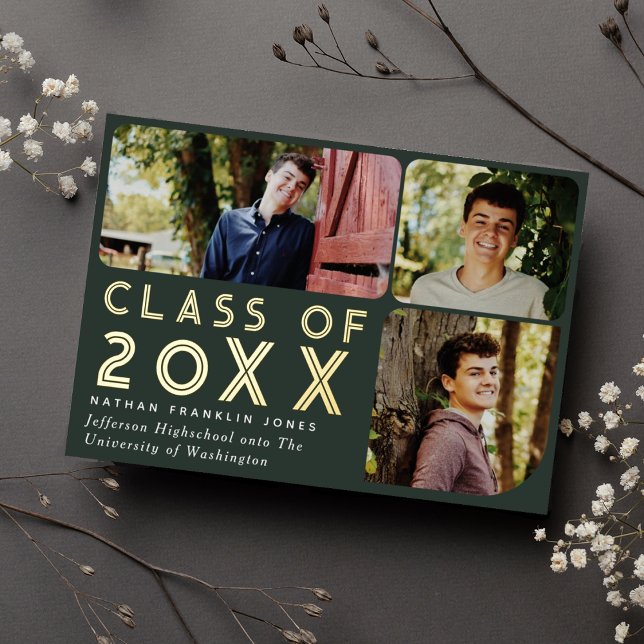 Modern Green Chic Photo Graduation Announcement (Creator Uploaded)