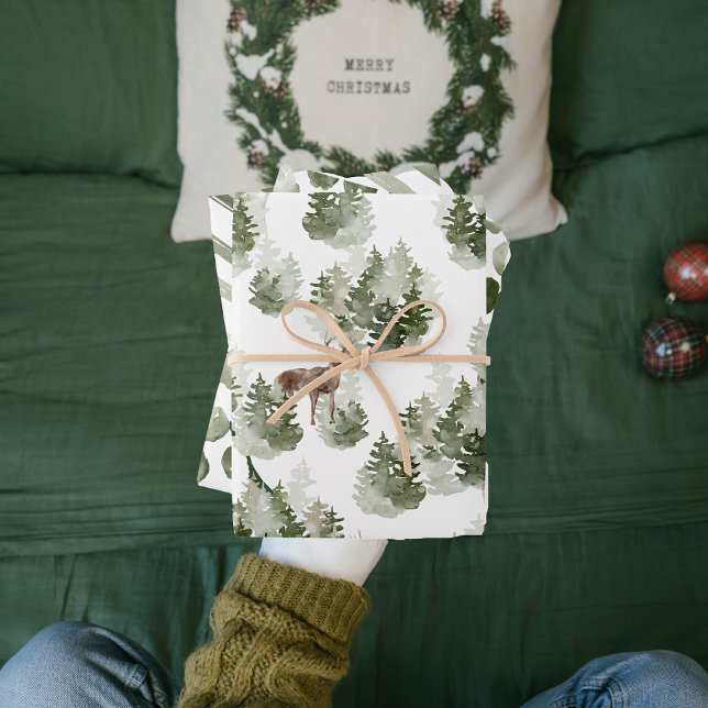 Modern Green Christmas Pattern Wrapping Paper Shee (Creator Uploaded)