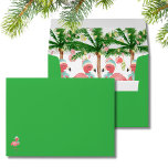 Modern Green Christmas Pink Flamingo Santa Hat Envelope<br><div class="desc">Modern Green Christmas Pink Flamingo Blue Santa Hat Palm Tree envelope.</div>