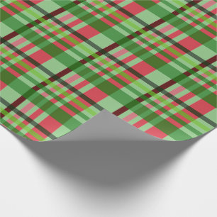 Modern Green Christmas Plaid Wrapping Paper