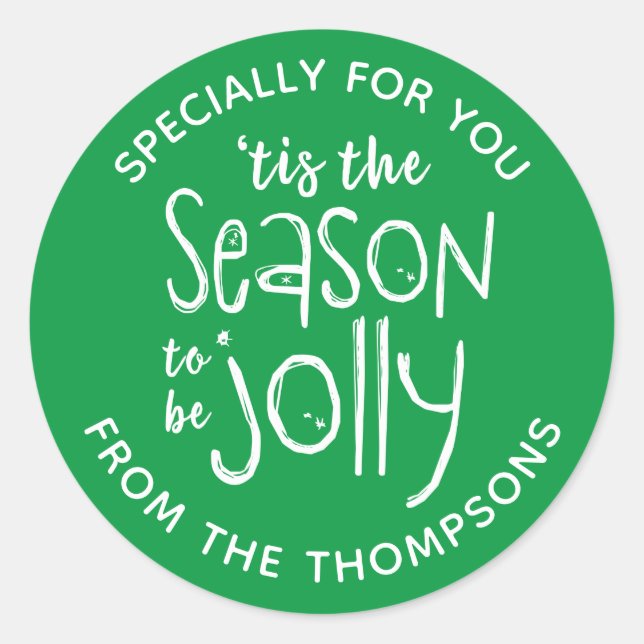Modern Green Christmas Sticker (Front)
