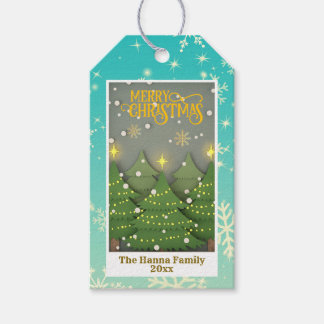 Modern Green Christmas Tree Forest Gift Tags