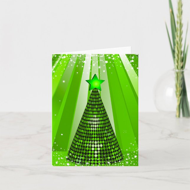 Modern Green Christmas Tree with Star  Card (Creator Uploaded)