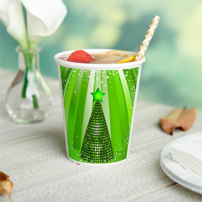 Modern Green Christmas Tree with Star  Paper Cups (Creator Uploaded)