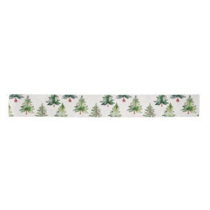 Modern green Christmas trees satin ribbon