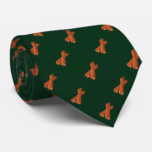 Modern Green Cinnamon Stick Seamless Pattern Tie