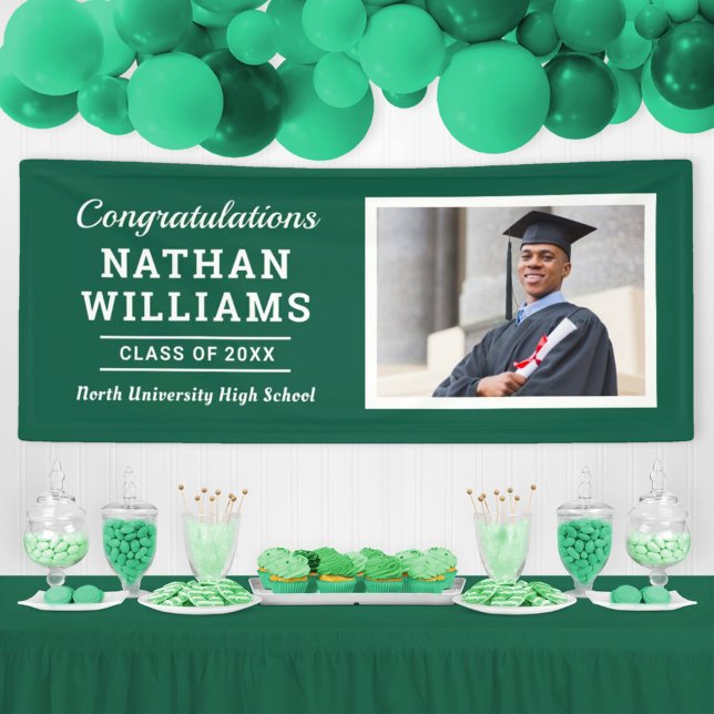 Modern Green Class of 2025 Custom Graduation Photo Banner (Creator Uploaded)