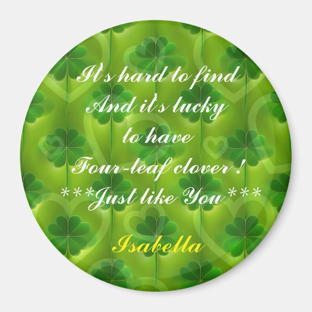 Modern Green Clover 4 Lists Collection Magnet (Front)