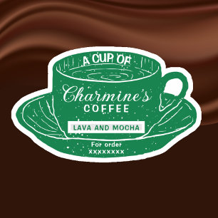 Modern Green Coffee Cup Stickers for Coffee Cups