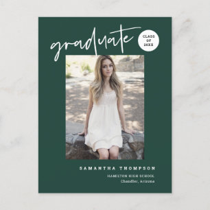 Modern Green College High School Grad Photo Postcard