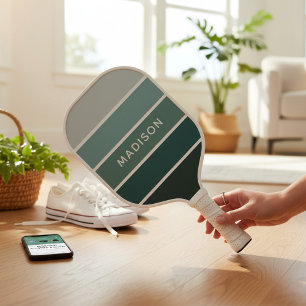 Modern Green Colour Block Personalized Pickleball Paddle