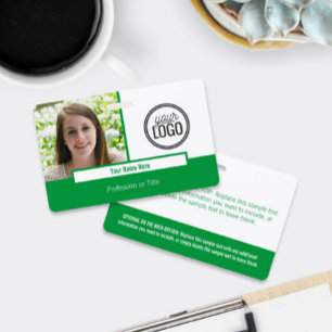 Modern Green Colour Block Photo Name Tag Badge