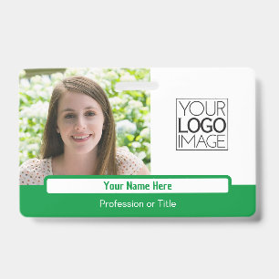 Modern Green Colour Block Professional Photo Name Badge