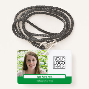 Modern Green Colour Block Professional Photo Name Badge