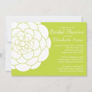 Modern Green Dahlia Bloom Floral Bridal Shower Invitation