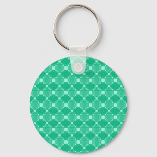 Modern Green Diamond And Squares Pattern Keychain