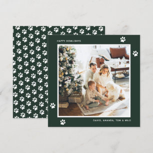 Modern Green Dog Owner Photo Happy Howlidays Card
