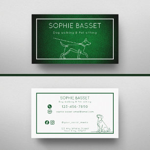 Modern Green Dog Walking, Pet Sitting Minimalist Business Card