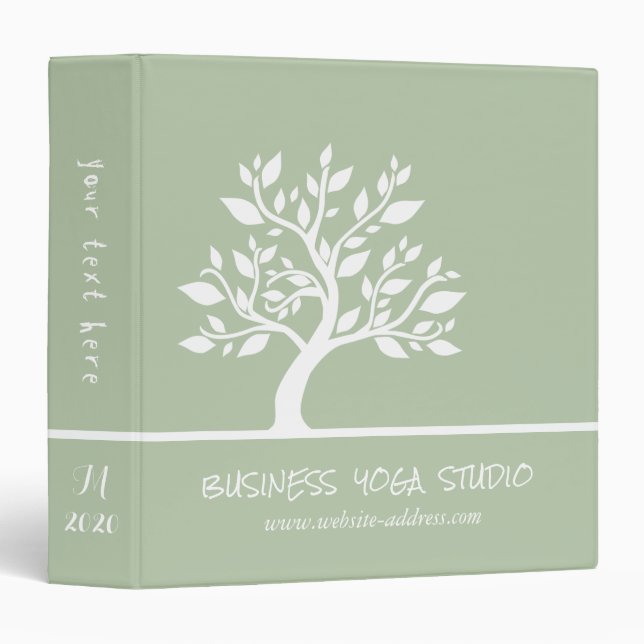 Modern Green Elegant Classy Tree YOGA Instructor Binder (Front/Spine)