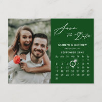 Modern Green Elegant Script Photo Save the Date