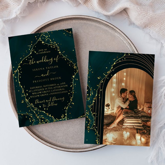 Modern Green Emerald Minimal Calligraphy Wedding I Invitation (Creator Uploaded)