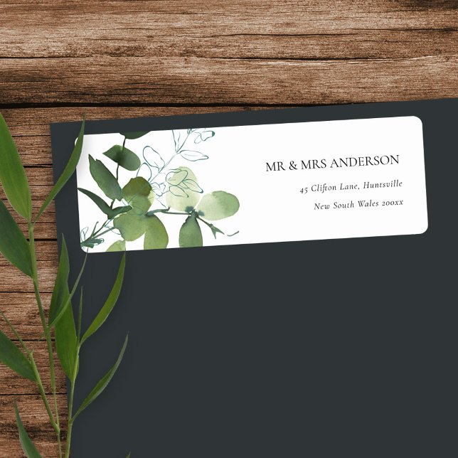 MODERN GREEN EUCALYPTUS FOLIAGE WATERCOLOR ADDRESS (Creator Uploaded)