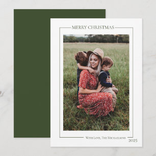 Modern Green Family Photo Holiday Card