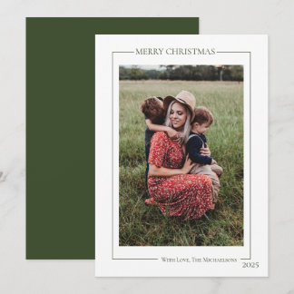 Modern Green Family Photo  Holiday Card
