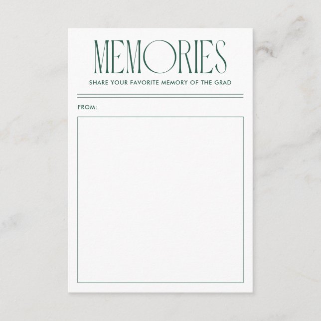 Modern Green Favourite Memory Graduate Enclosure Card (Front)