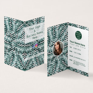 Modern green foliage fern leaf on monochrome business card