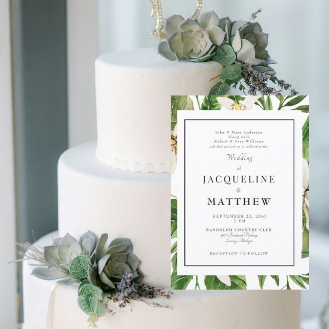 Modern Green Foliage Parents Wedding  Invitation (Creator Uploaded)