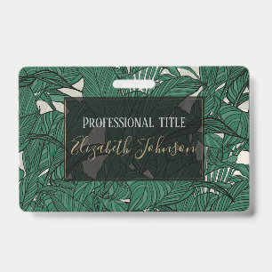 Modern Green foliage plant Botanical design Badge
