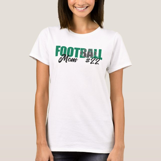 Modern Green Football Mom T-Shirt (Front)