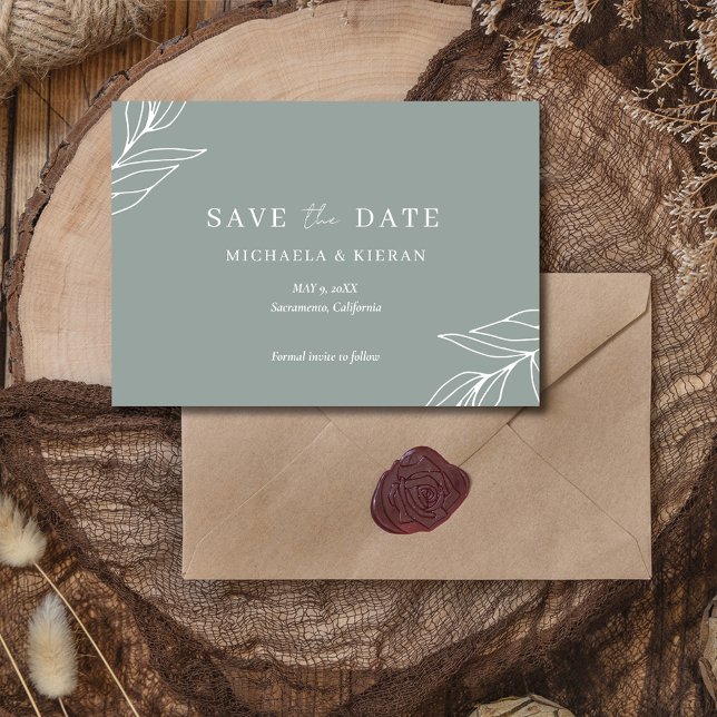 Modern Green Garden Wedding Photo Save The Date (Modern Green Garden Wedding Photo Save The Date)