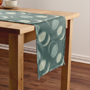 Modern Green Geometric Circle Pattern Long Table Runner