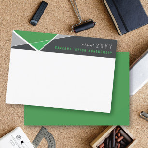 Modern Green Geometric Criss Cross Graduation Note Card
